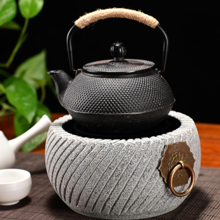 复古天然青石围炉煮茶小火炉烧烤炭炉取暖烤茶石头电淘炉罐罐茶炉