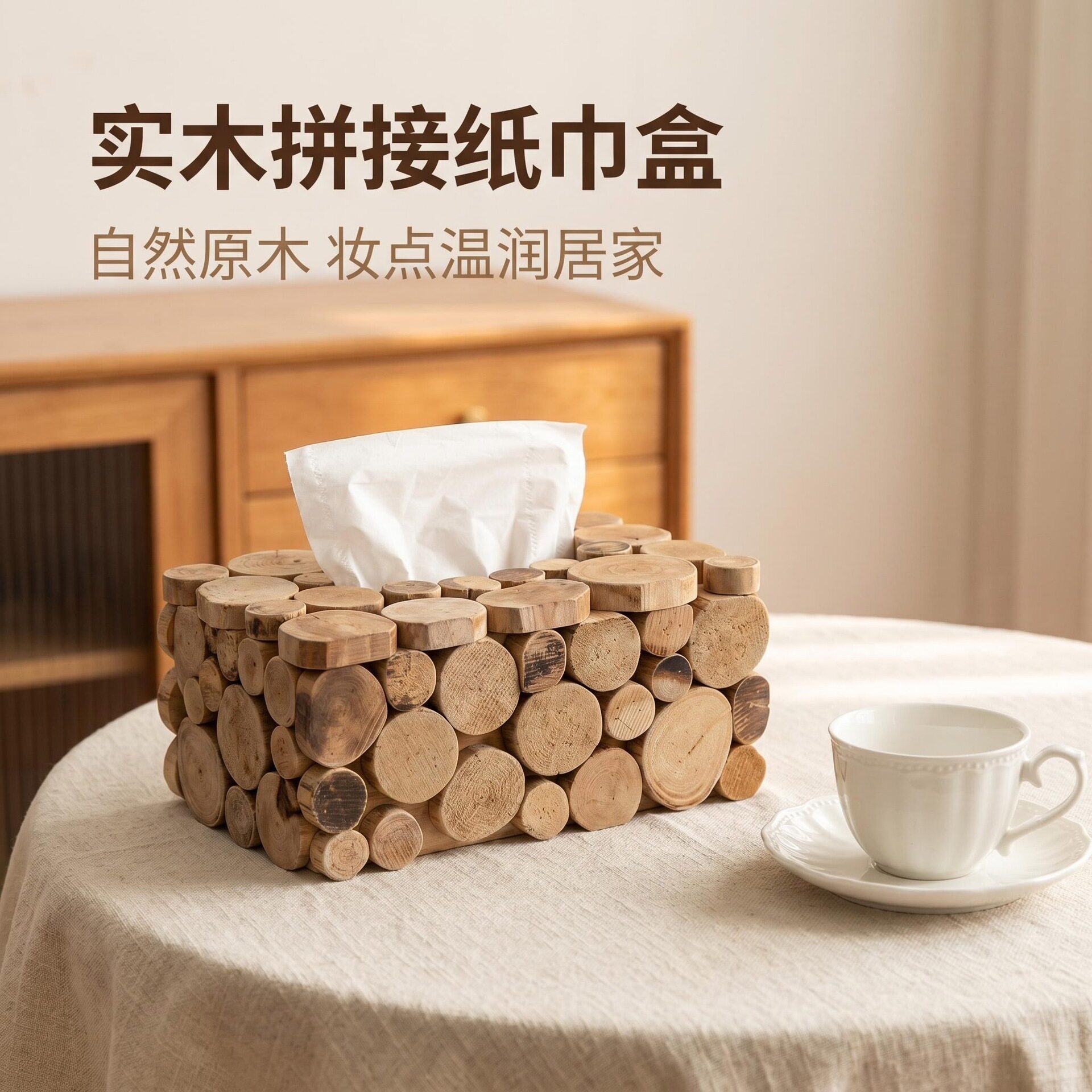 北欧轻奢装饰纸巾盒抽纸盒客厅卧室床头摆件桌面摆设木制纸巾盒