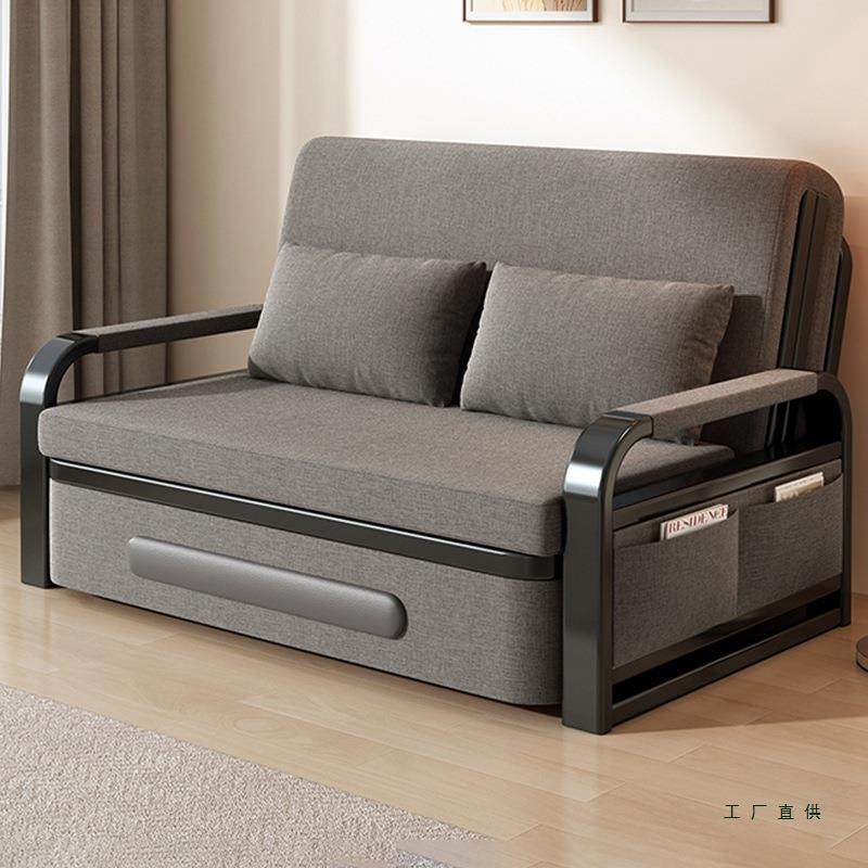 折叠沙发床两用2025新款小户型阳台布艺多功能床纯实木单人伸缩床