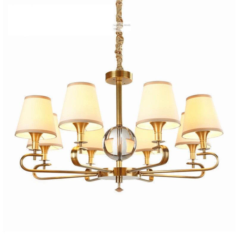 现代美式客厅卧室全铜吊灯乡村简约复式楼中空大堂工程设计吊灯