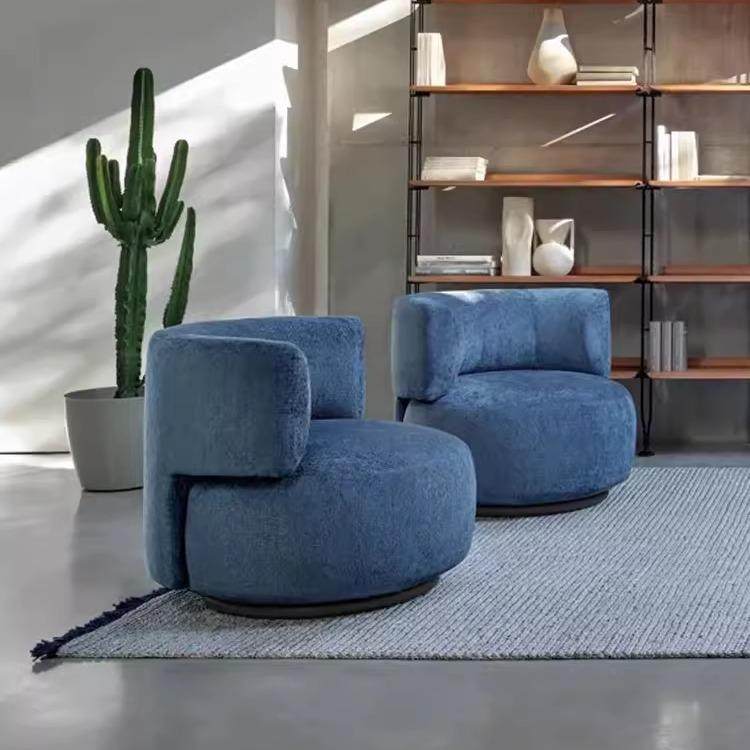 小户型奶油风沙发网红款单身公寓异形直排2.3米蓝色雪尼尔沙发