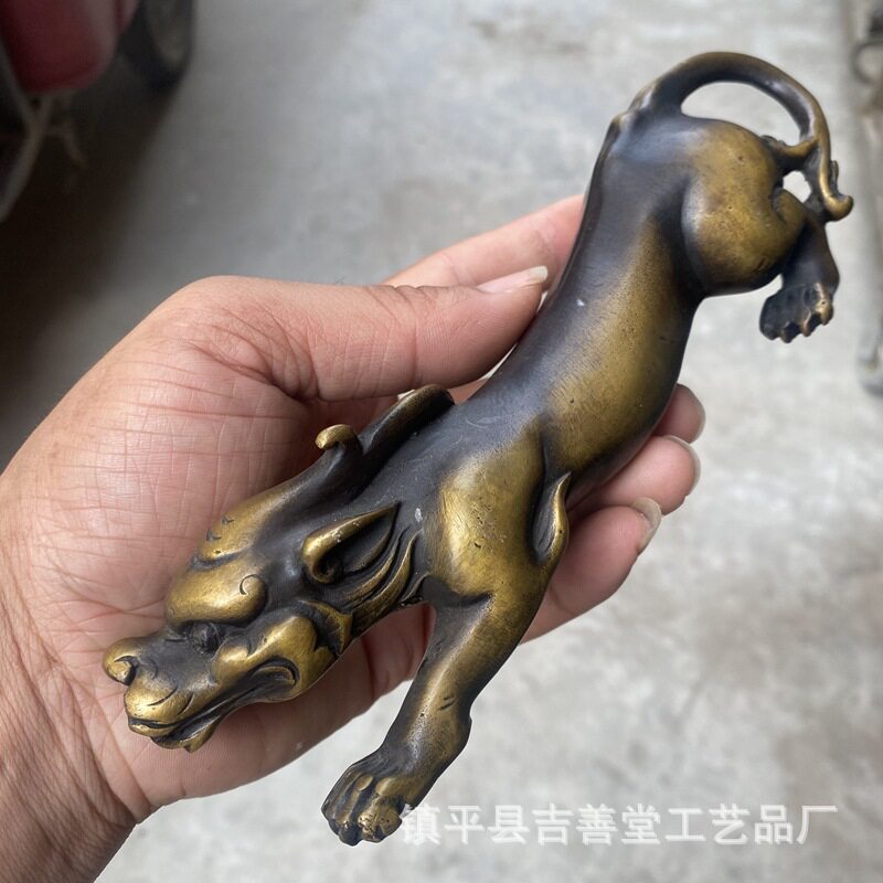 仿古螭龙摆件铜龙工艺品家居客厅桌面装饰工艺品铜貔貅笔架
