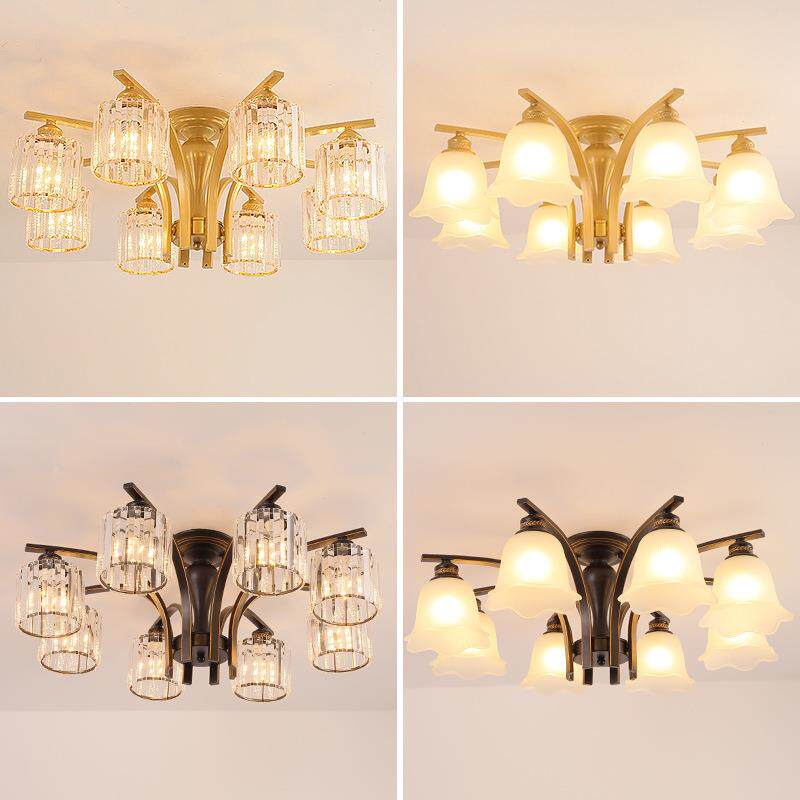 美式客厅吊灯铁艺三色变光调光灯具简约现代卧室餐厅灯饰欧式吊灯