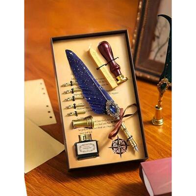 2026款E3672外贸新款书法毛笔套装含印章与封蜡