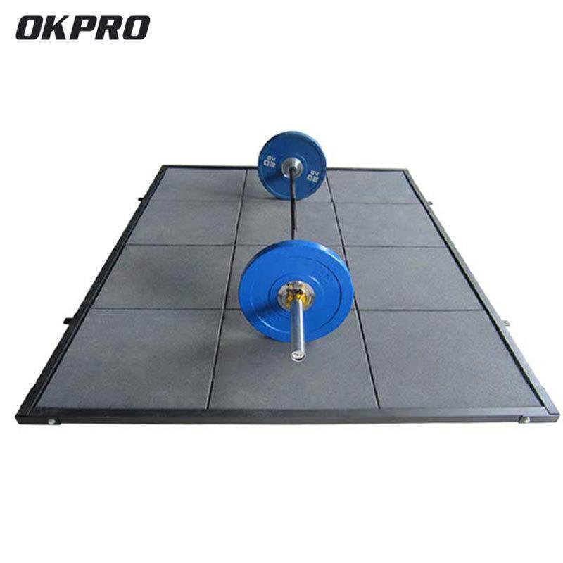 橡胶训练抗砸防摔杠铃地垫防震垫地板举重台深蹲架配套地板