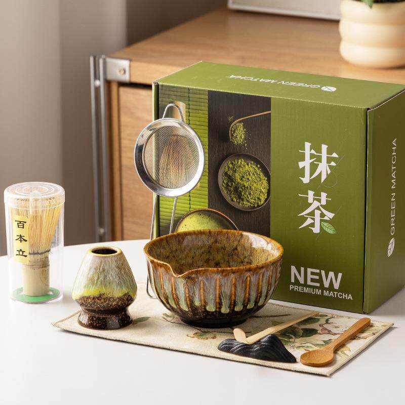 日式窑变系列打抹茶套装茶筅百本立抹茶刷抹茶碗茶勺初学八件套