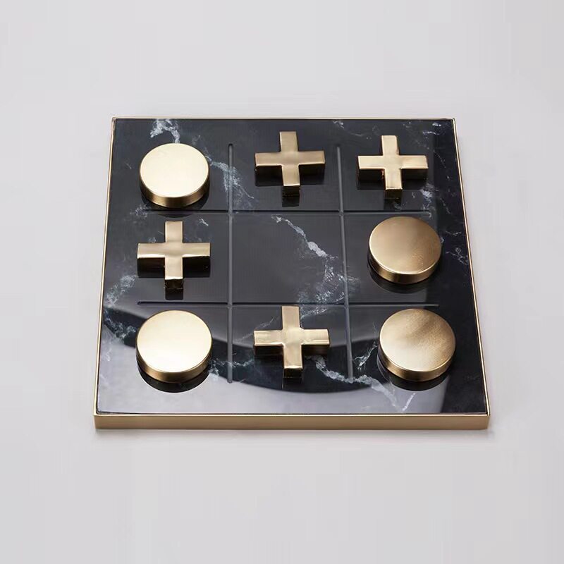 现代轻奢创意金属亚克力棋盘摆件软装北欧客厅茶几桌面家居装饰品