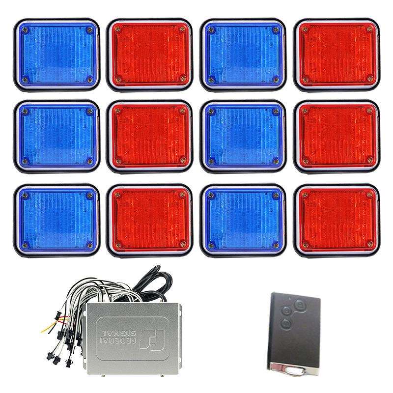 ：汽车中网灯遥控方杠灯频闪红蓝警示灯LED爆闪灯8B-T12