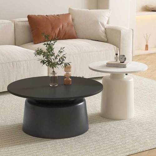 马提尼奶油实木圆形茶几客厅家用北欧小户型简约现代轻奢网红组合