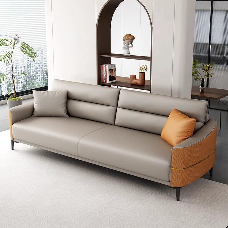 办公室沙发休息区接待商用休闲小型商务会客沙发茶几组合皮革简约