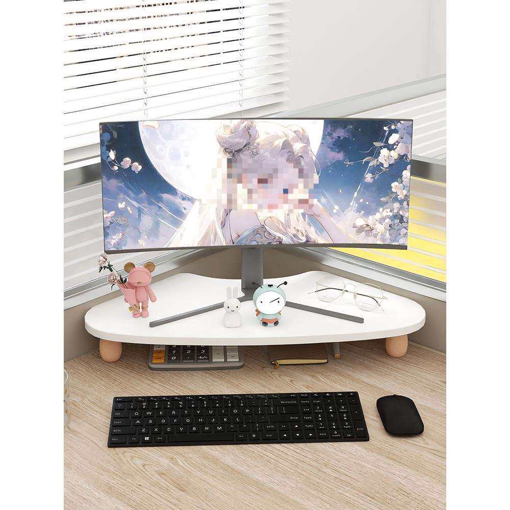 转角工位电脑架办公室桌面显示器抬高底座屏幕支架收纳架