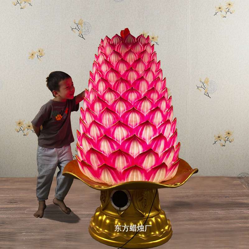 LED电子大莲花蜡烛灯仿真蜡烛荷花灯插电无烟安全环保家用