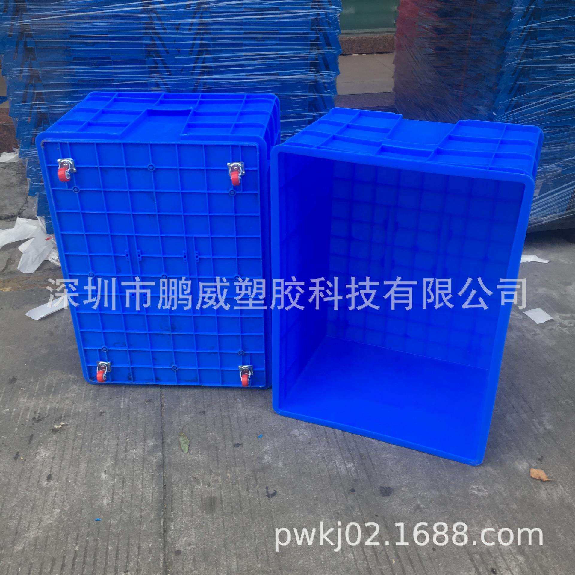 低价促销加厚塑料周转箱服装车间专用带轮塑料筐配刹车轮收纳箱