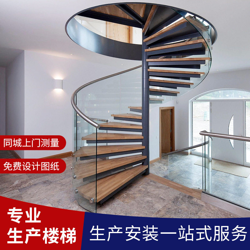 旋转楼梯卷板中柱室内弧形跃层阁中柱承重稳固图片