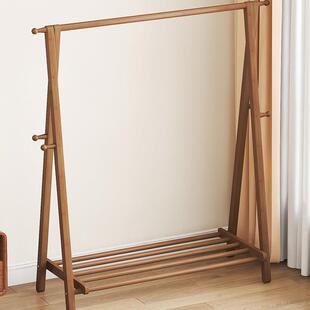 衣帽架落地卧室挂衣架家用不占地实木挂衣服架子可折叠室内晾衣架