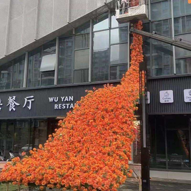橘色系仿真花婚庆花材桔色装饰花橙色玫瑰花插花花艺婚礼布置假花