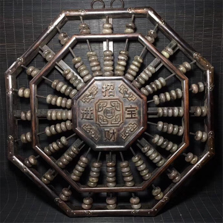 复古做旧木雕古玩工艺品厂家批发收藏（花梨木玉算盘）摆件