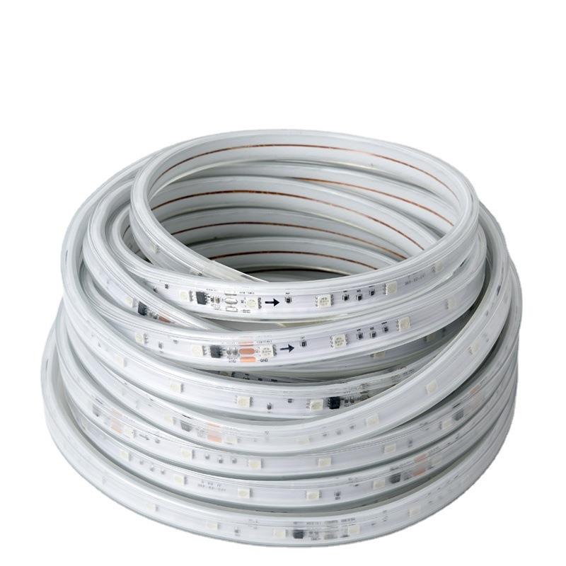 鑫鹏达太阳能跑马灯带RGB七彩变色户外防水亮工程led软灯条50米