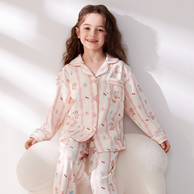 全棉纯棉儿童睡衣春秋季长袖a类纯棉中大童小女孩2025新款全棉女