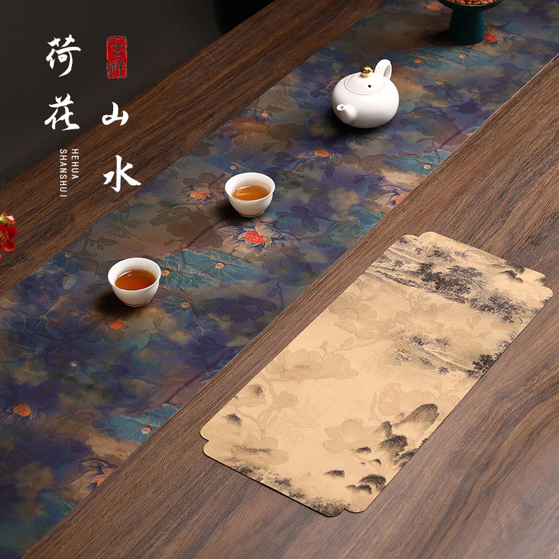 防水茶席双面茶垫布艺桌旗长方形