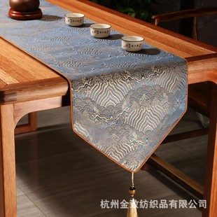 桌旗中式 饰茶桌布餐桌电视柜垫布床旗 新中式 轻奢高端茶几布装