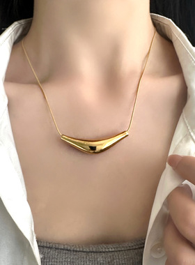 法式小众蛇骨链女简约冷淡风三角弯管吊坠高级感锁骨毛衣链不掉色