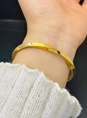 莫比乌斯扭曲开口可调节钛钢手镯时尚不掉色手环简约百搭女饰品