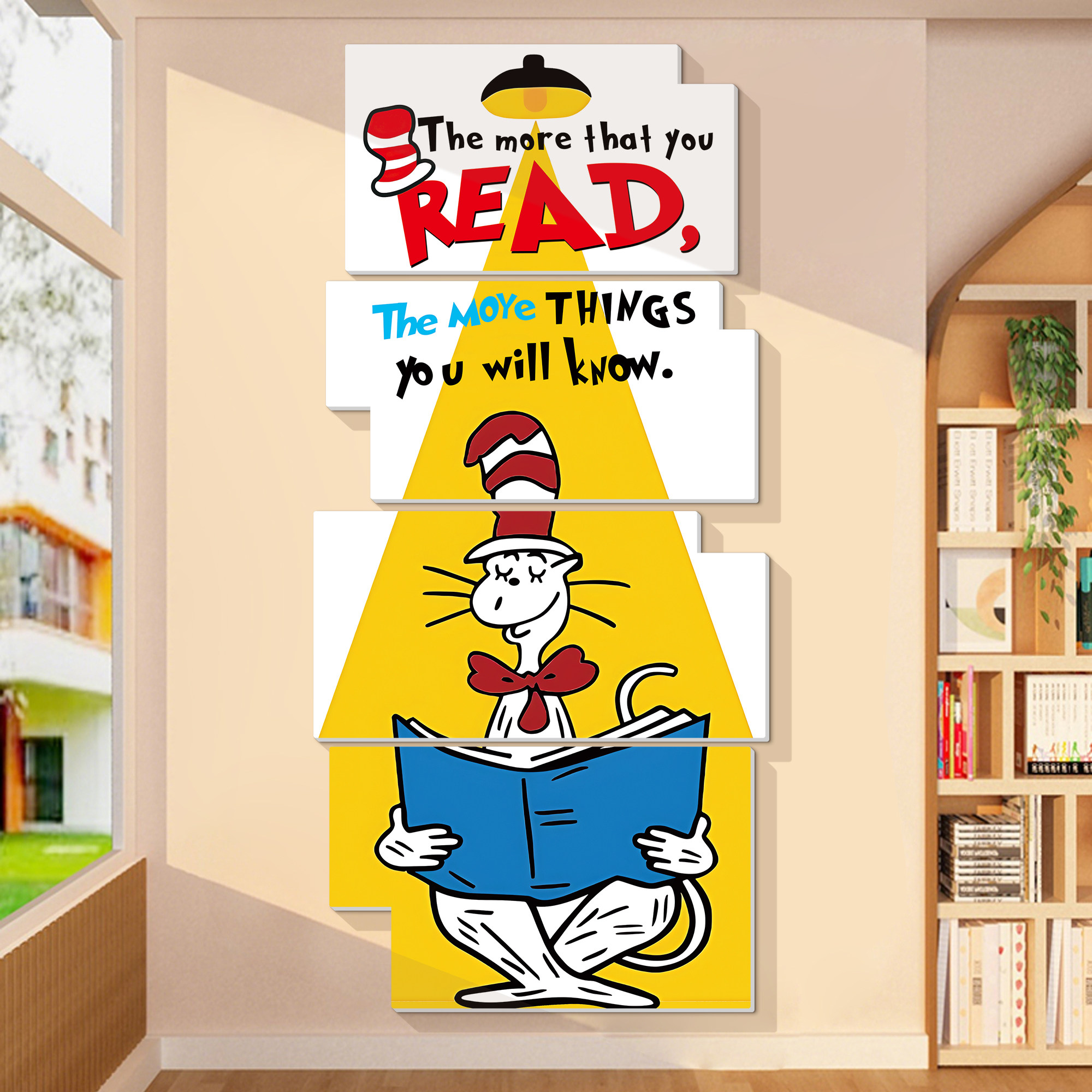 幼儿园图书角阅读区布置装饰画 画英语文儿童绘本馆书店文化墙贴,家居饰品,软装墙贴,淘宝优惠券,粉丝福利购,淘宝优惠卷