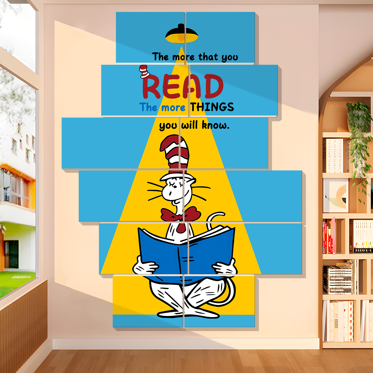 幼儿园读图书角阅读区布置装饰画 画英语绘本馆环创培训机构文化