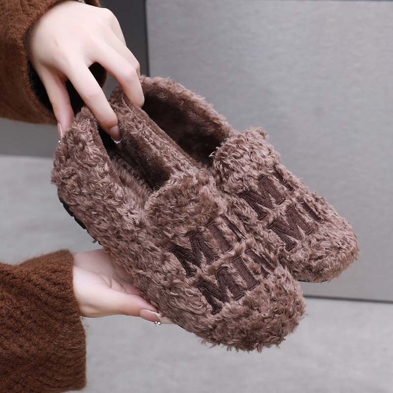 冬季新款加绒加厚毛毛鞋妈妈鞋