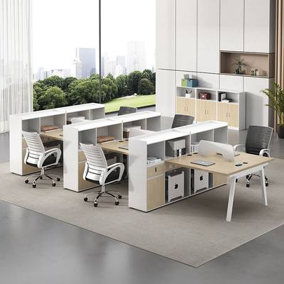 职员办公桌椅组合屏风员工位工作桌子办公室卡座6四4人位简约现代