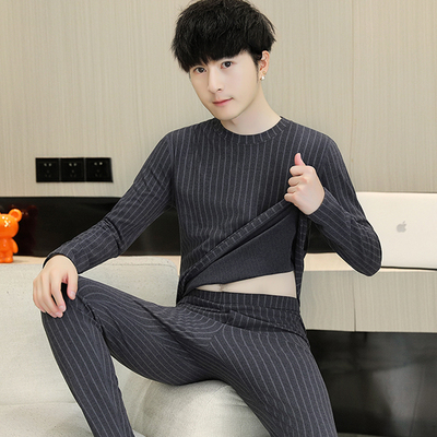 德绒男士保暖内衣套装德荣条纹内搭衣贴身卫生衣卫生裤秋冬季秋衣
