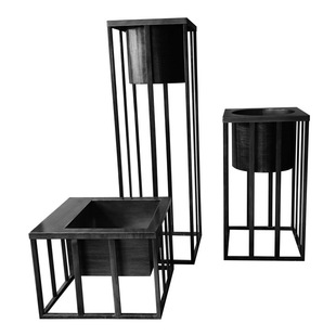 金属落地组合花器 玻璃钢柱形花瓶 不锈钢回形纹花器 水波纹花器