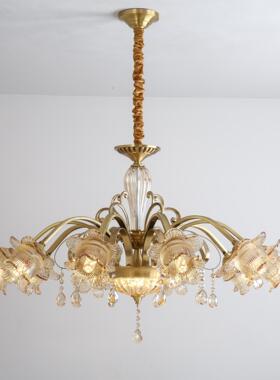 欧式全铜吊灯客厅灯主灯美式轻奢复式楼餐厅灯卧室灯书房灯批发