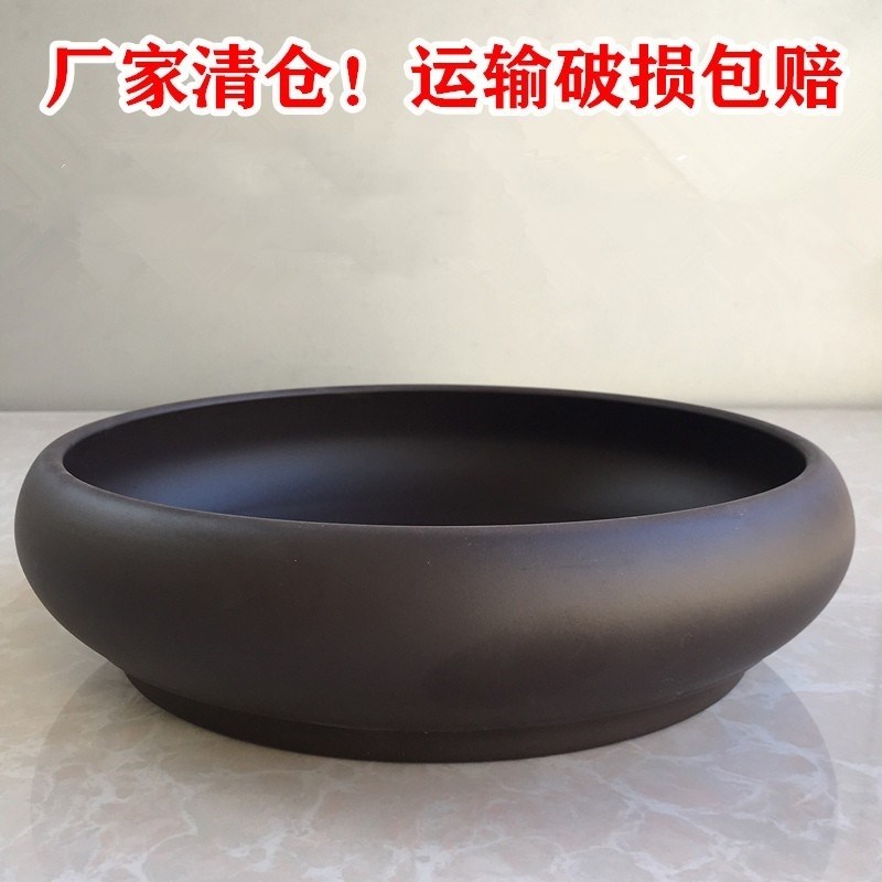 热销紫砂花盆透气碗莲花盆多肉水仙水培盆铜钱草菖V蒲剑山插花盆