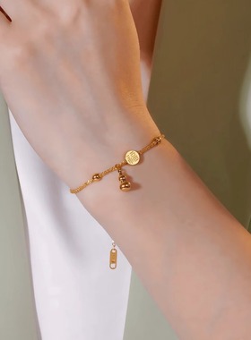 新中式福字葫芦金色钛钢