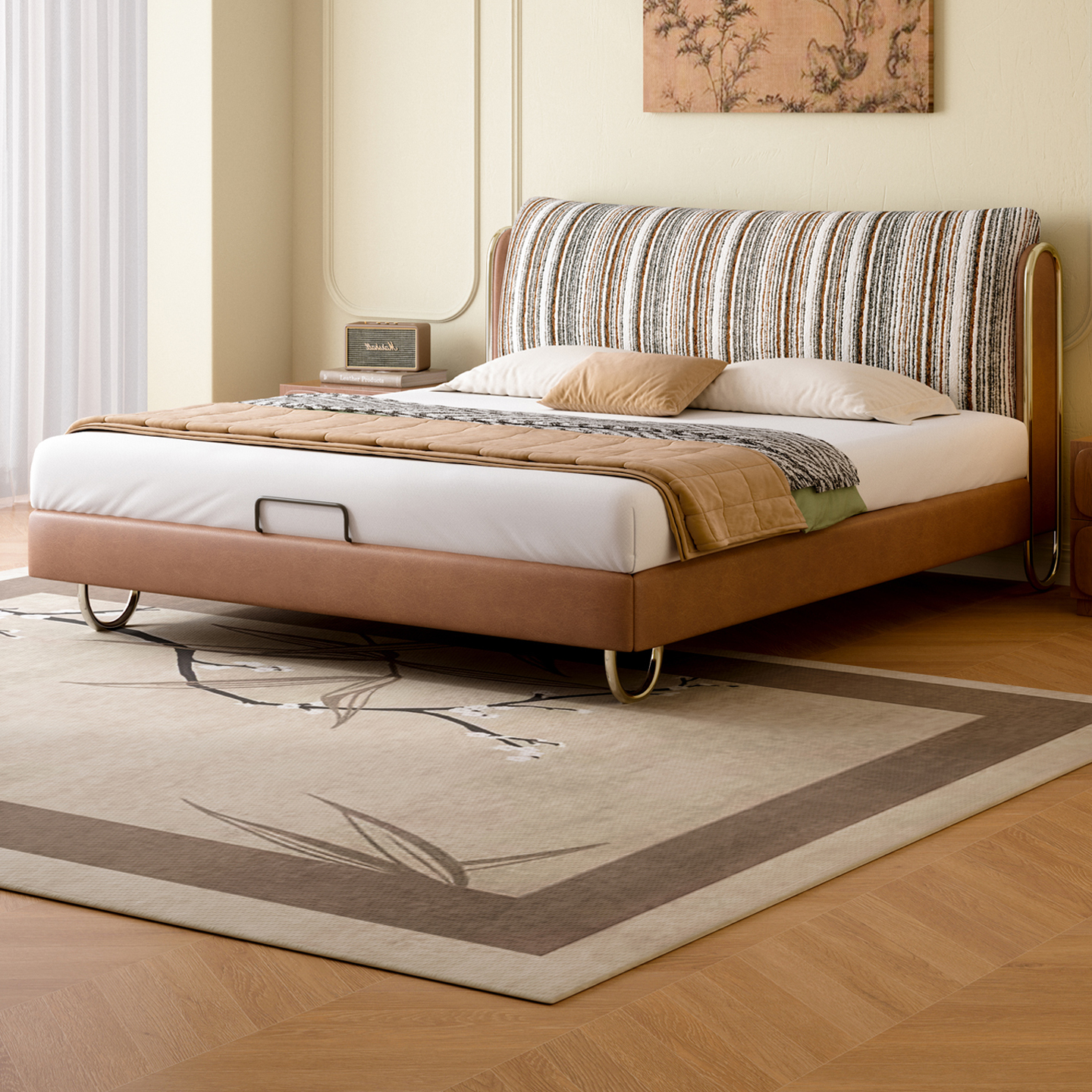 法式复古包豪斯布艺床1米8大床