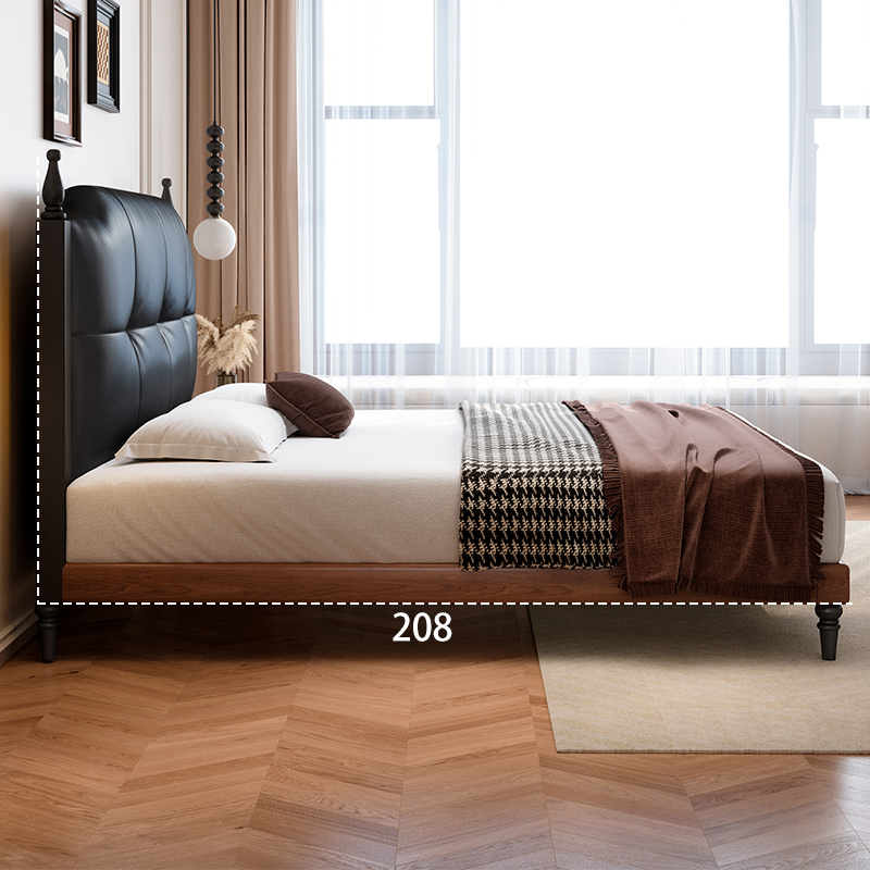 白蜡木澜梦床真皮靠包实木框架