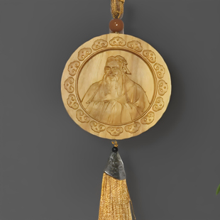 至圣先师孔子挂件木质礼品车载挂件孔夫子旅游纪念品吊坠