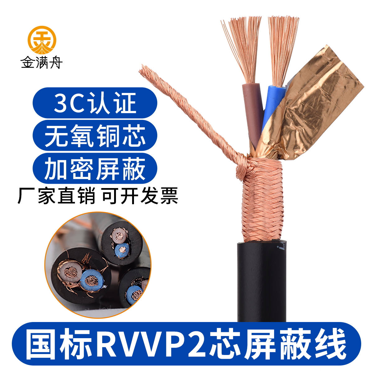 国标RVVP2芯加密网屏蔽线3C认证