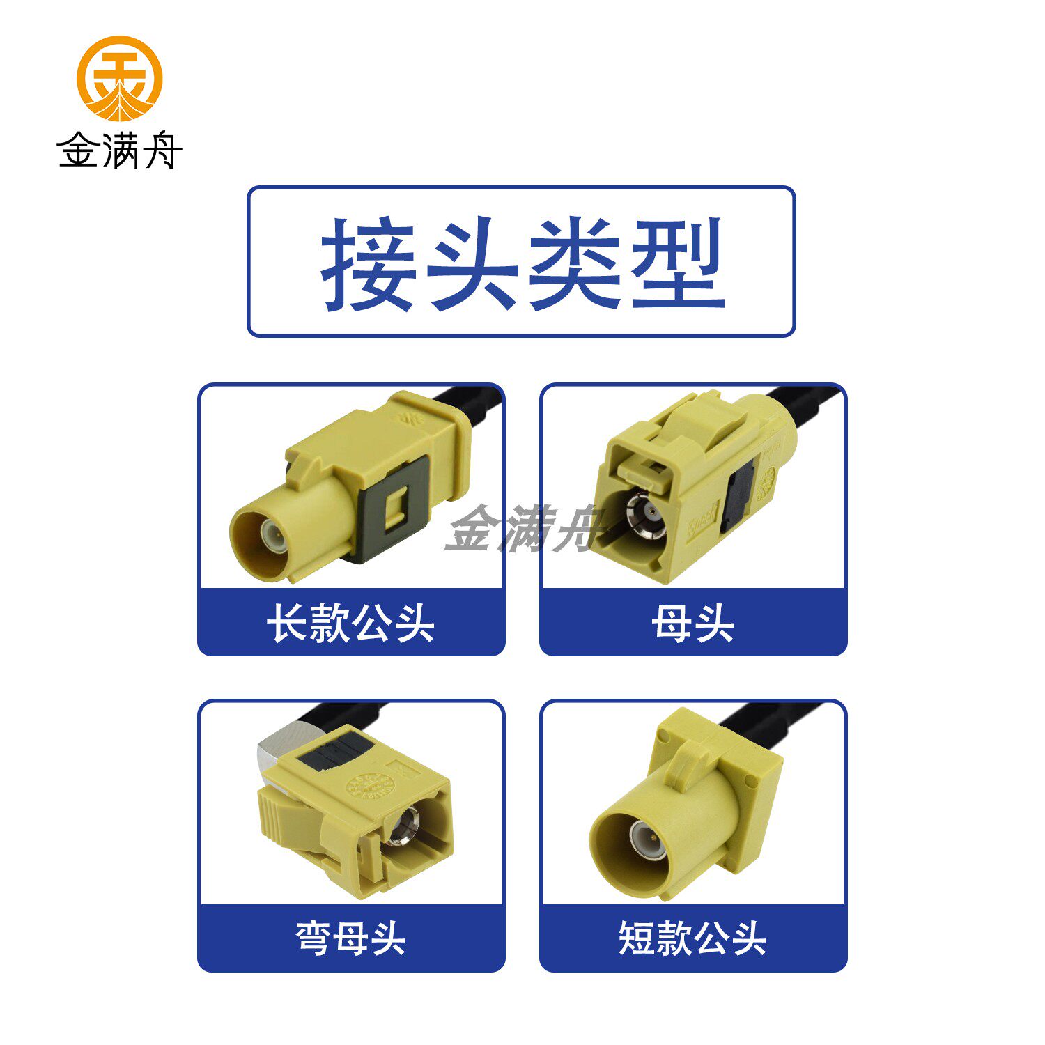 FAKRA-K型咖喱黄色车载特殊射频功能信号传输专用50Ω阻抗0-6GHz