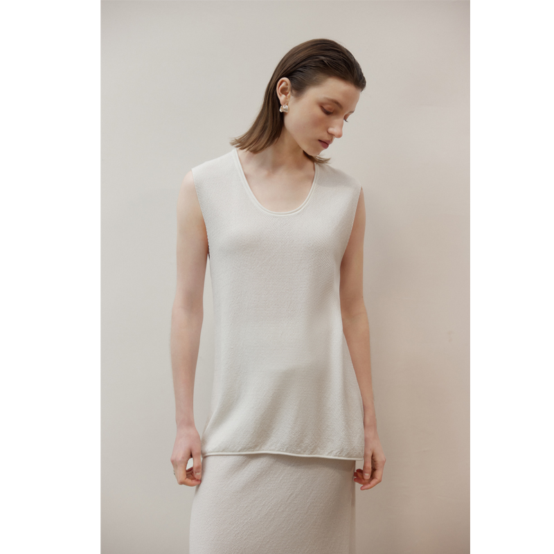 女士细针织无袖背心T恤