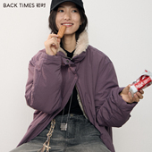 外套女长款 BACK TIMES初时秋冬新品 2025加绒保暖连帽大衣内里拼毛