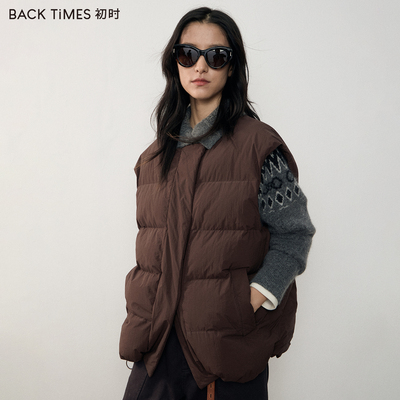 BACK TIMES初时秋冬新款造型感休闲棉服马甲 休闲慵懒