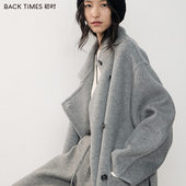 TIMES初时100%羊毛大衣女款 2025冬季 新款 BACK 双面呢翻领外套长款