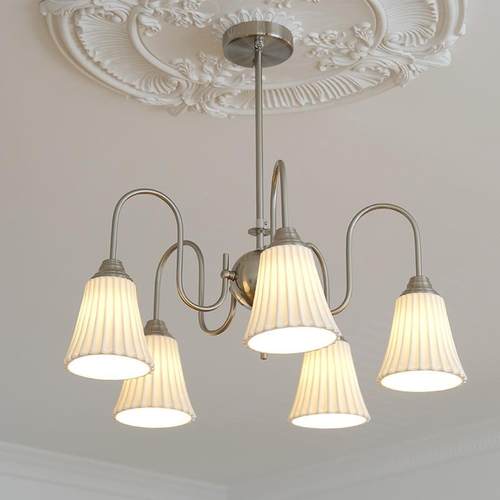 中古瓷奶油风客厅吊灯法式D3350陶装饰卧室餐厅灯北意欧创洋房吊