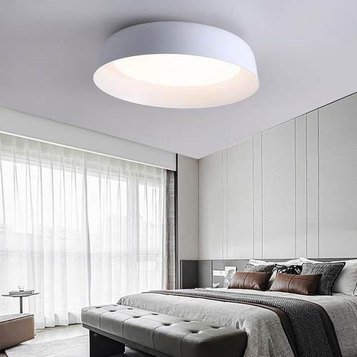 代北欧简卧吸顶灯圆形室现主卧灯JOV设计师款灯具胡桃木色书约房