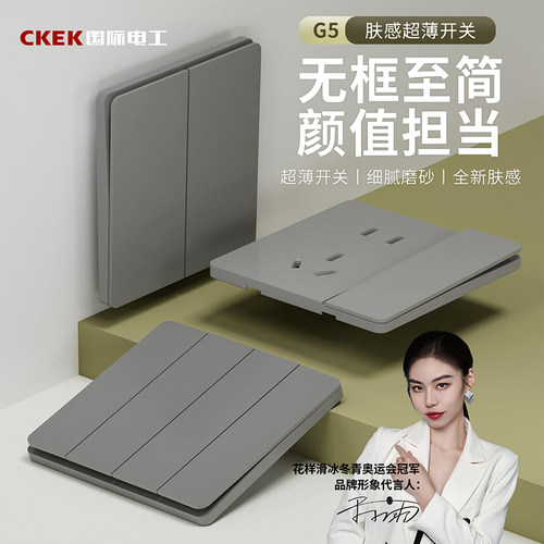国际电工86型暗装超薄灰开关插座
