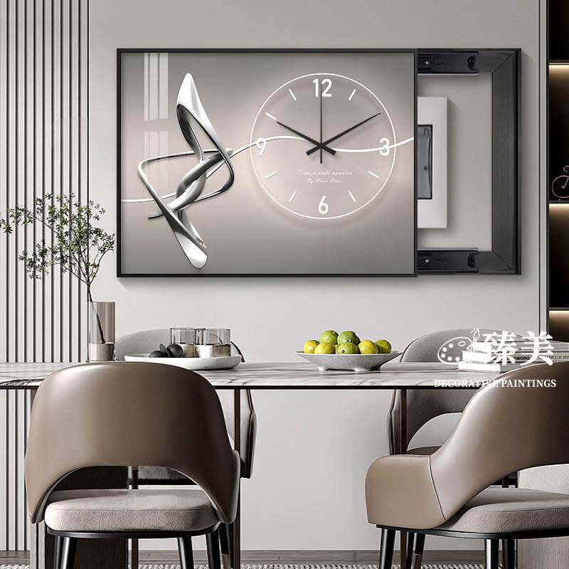 现代简约电表箱装饰画高级感免打孔遮挡配电箱电源电闸盒时钟挂画