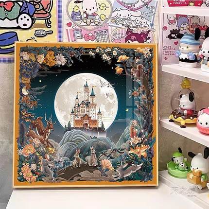 高难度城堡钻石画满钻2024新款卧室客厅风景装饰画十字绣水钻带框